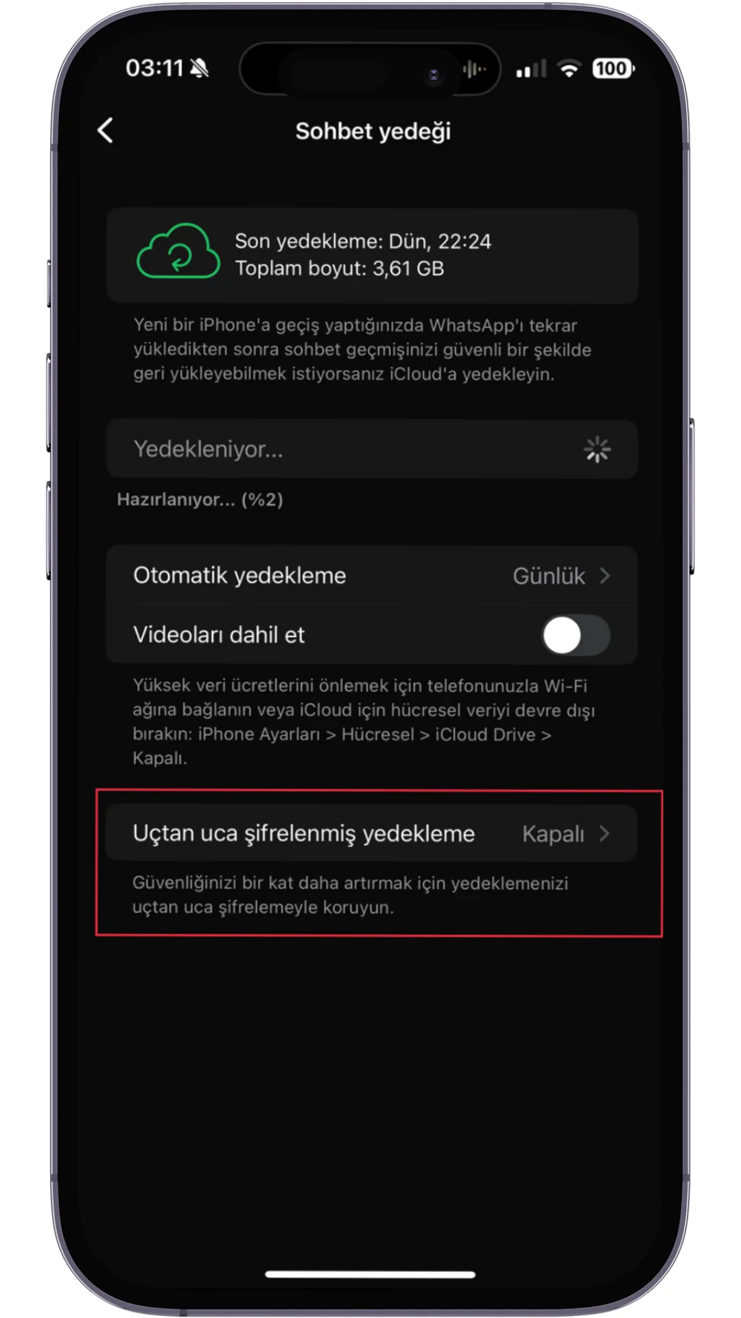 whatsapp yedeklerini şifreleme