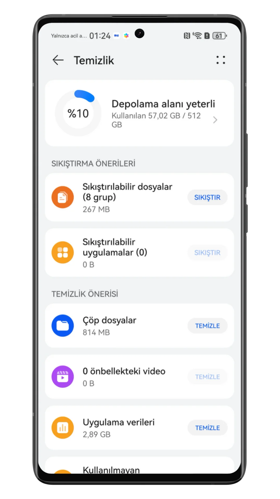 huawei hafıza temizleme