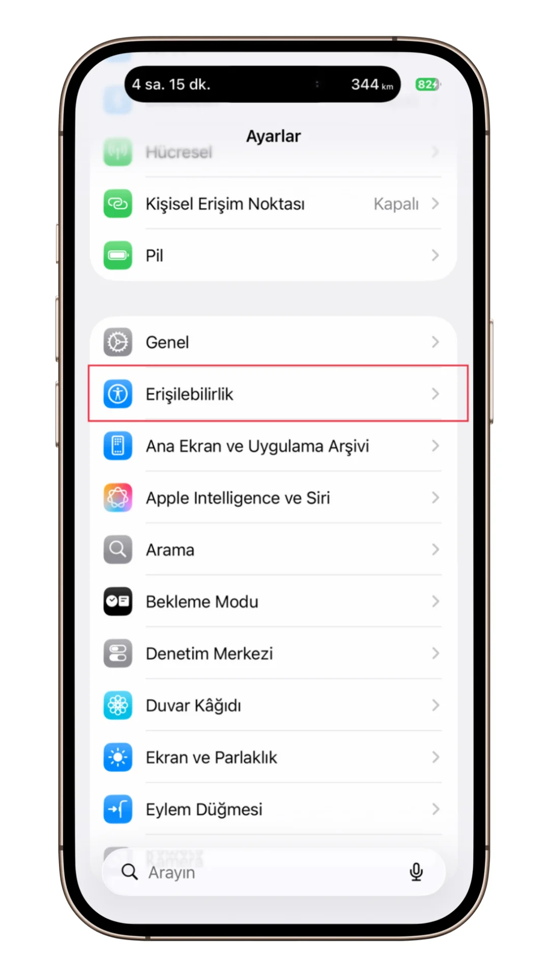 iphone kamera denetimi tuşu ayarları