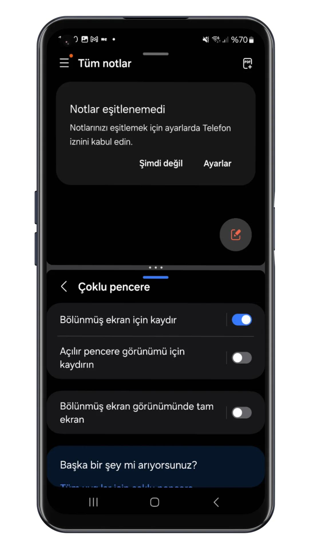 samsung çoklu pencere