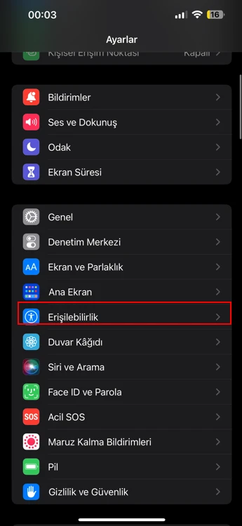 iPhone Otomatik Parlaklığı Kapatma