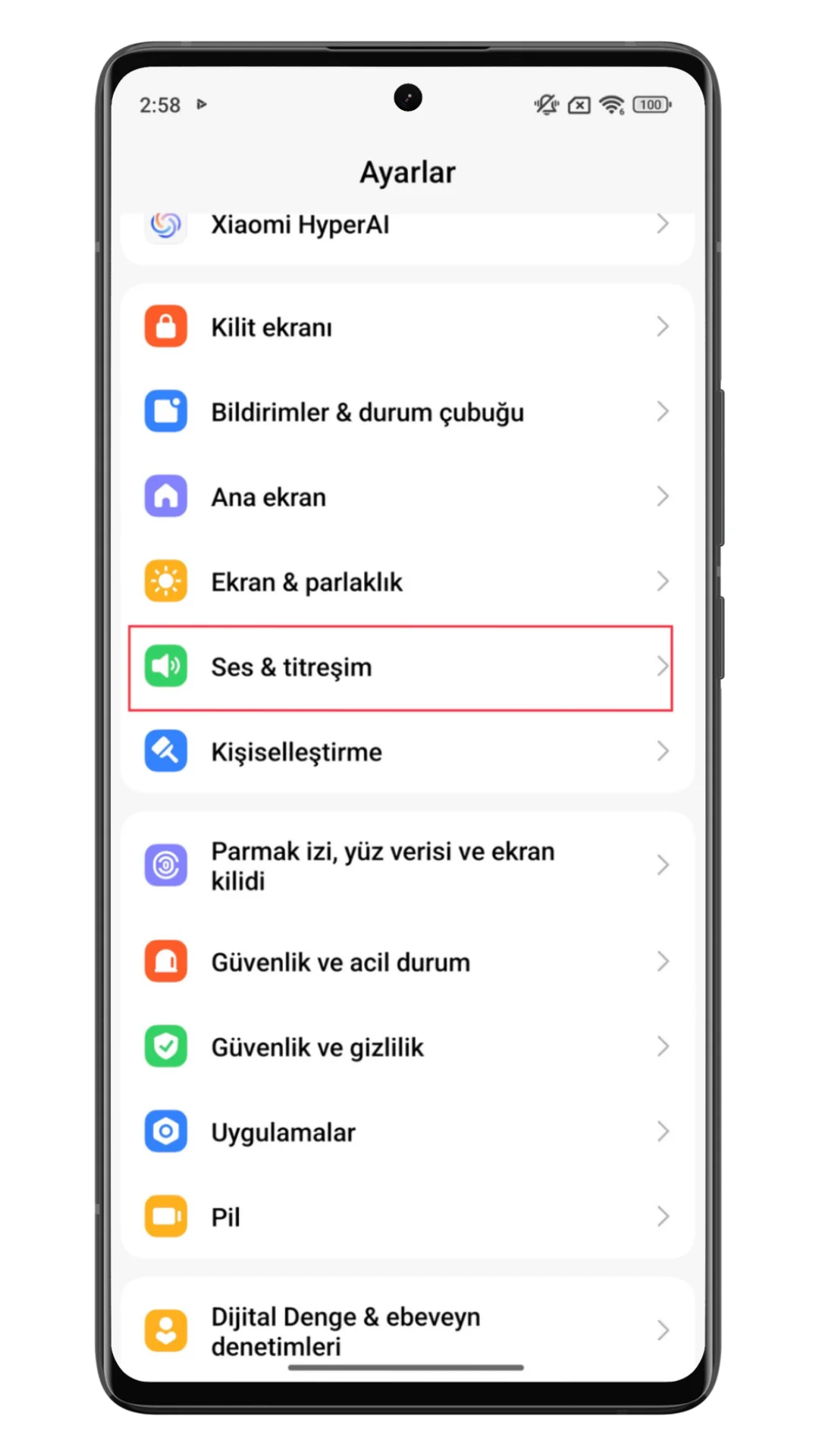 xiaomi sessiz modda titret kapatma