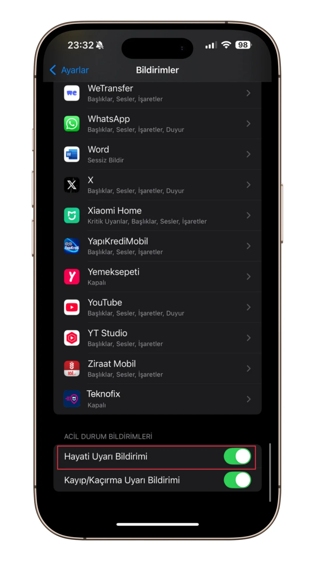 iphone deprem afet bildirimi