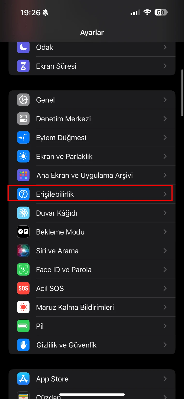 iphone klavye tam erişim izni