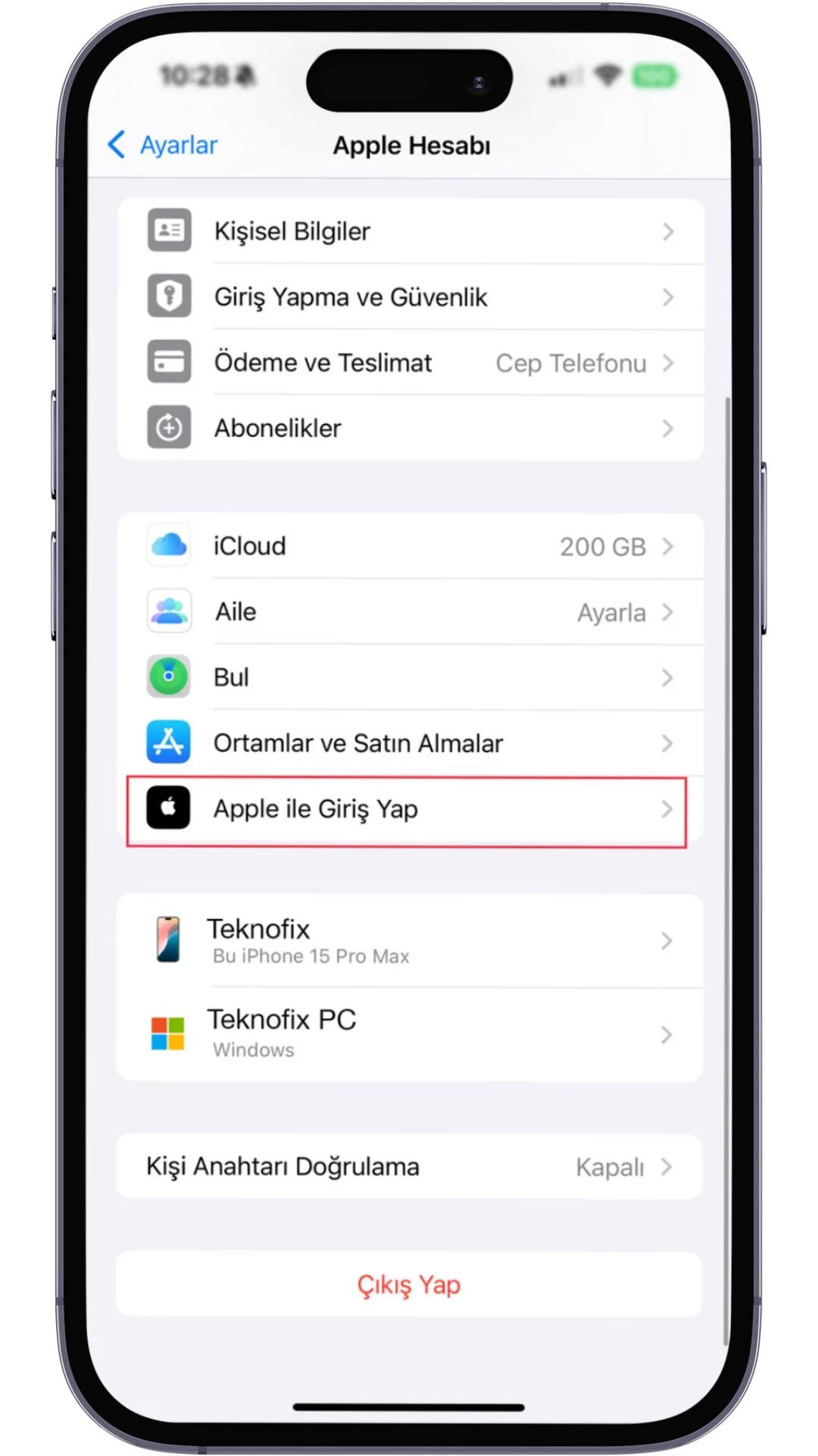 icloud hesabına bağlı uygulamalar