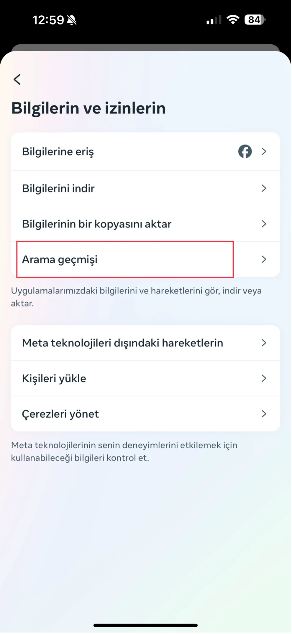 instagram arama geçmişi silme