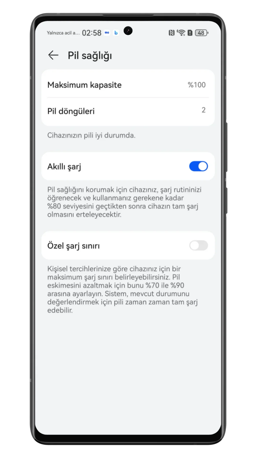 huawei pil sağlığı