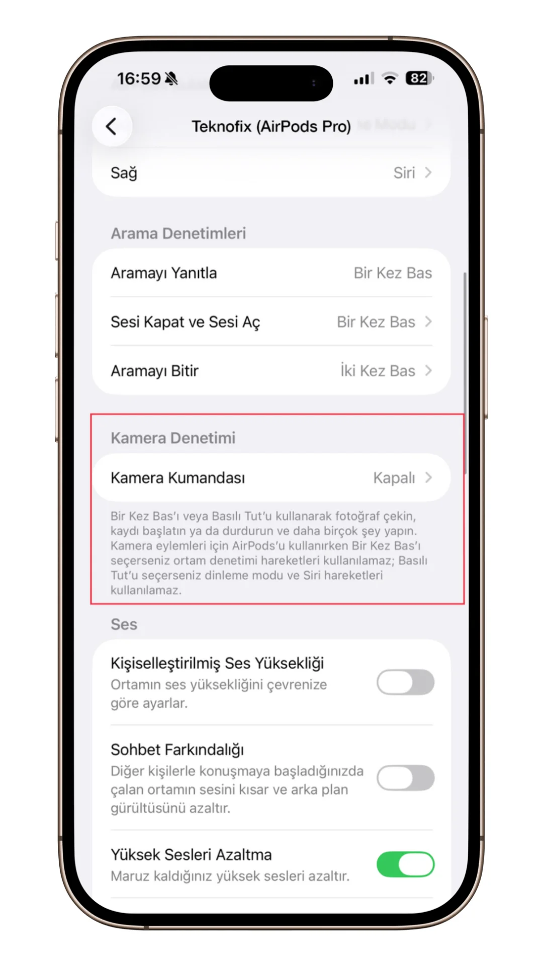 airpods kamera kumandası