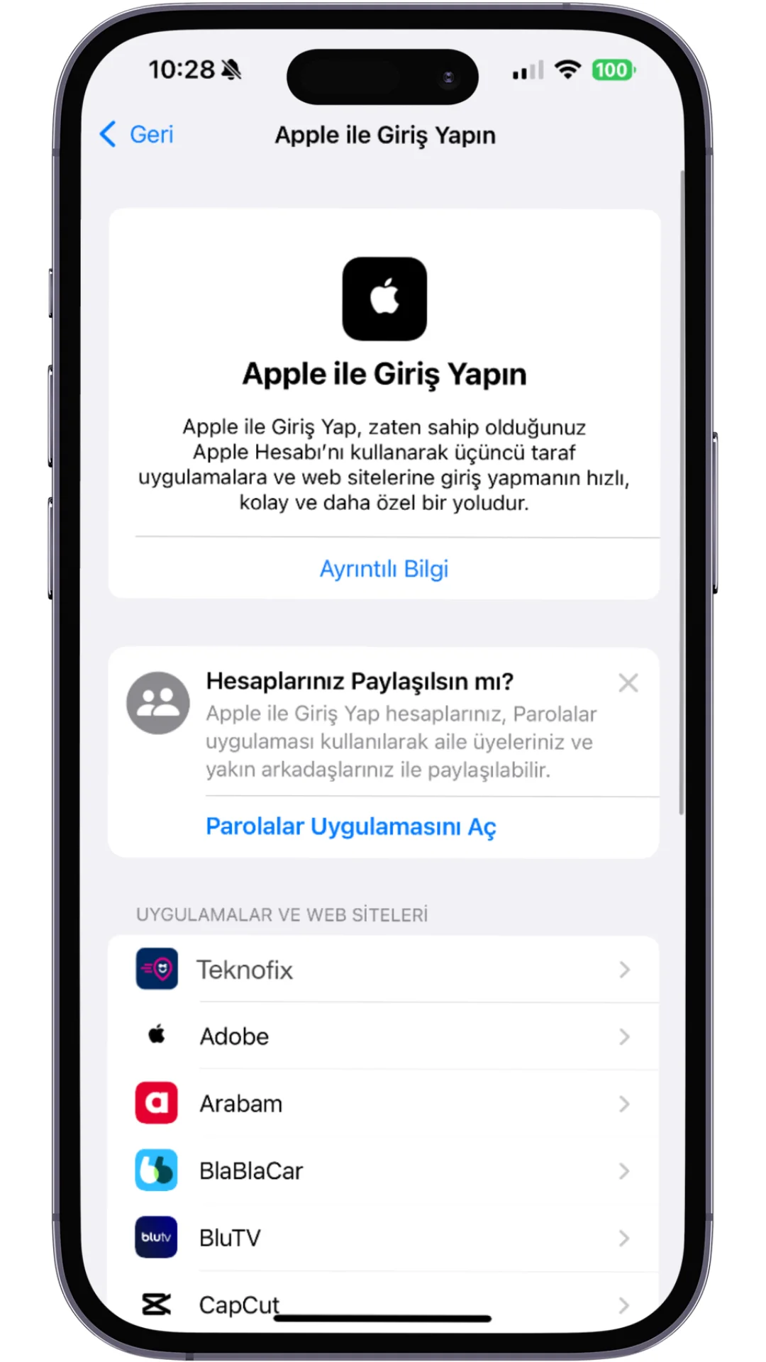 icloud hesabına bağlı uygulamalar