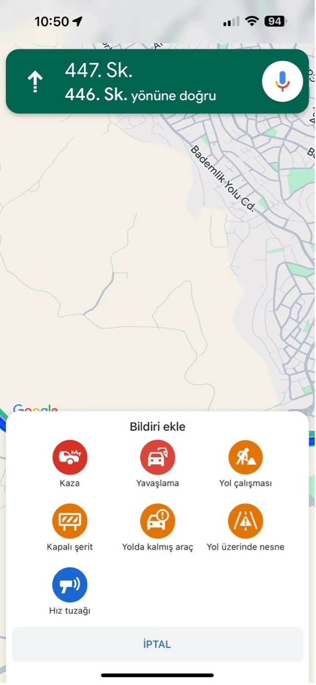 google haritalar radar