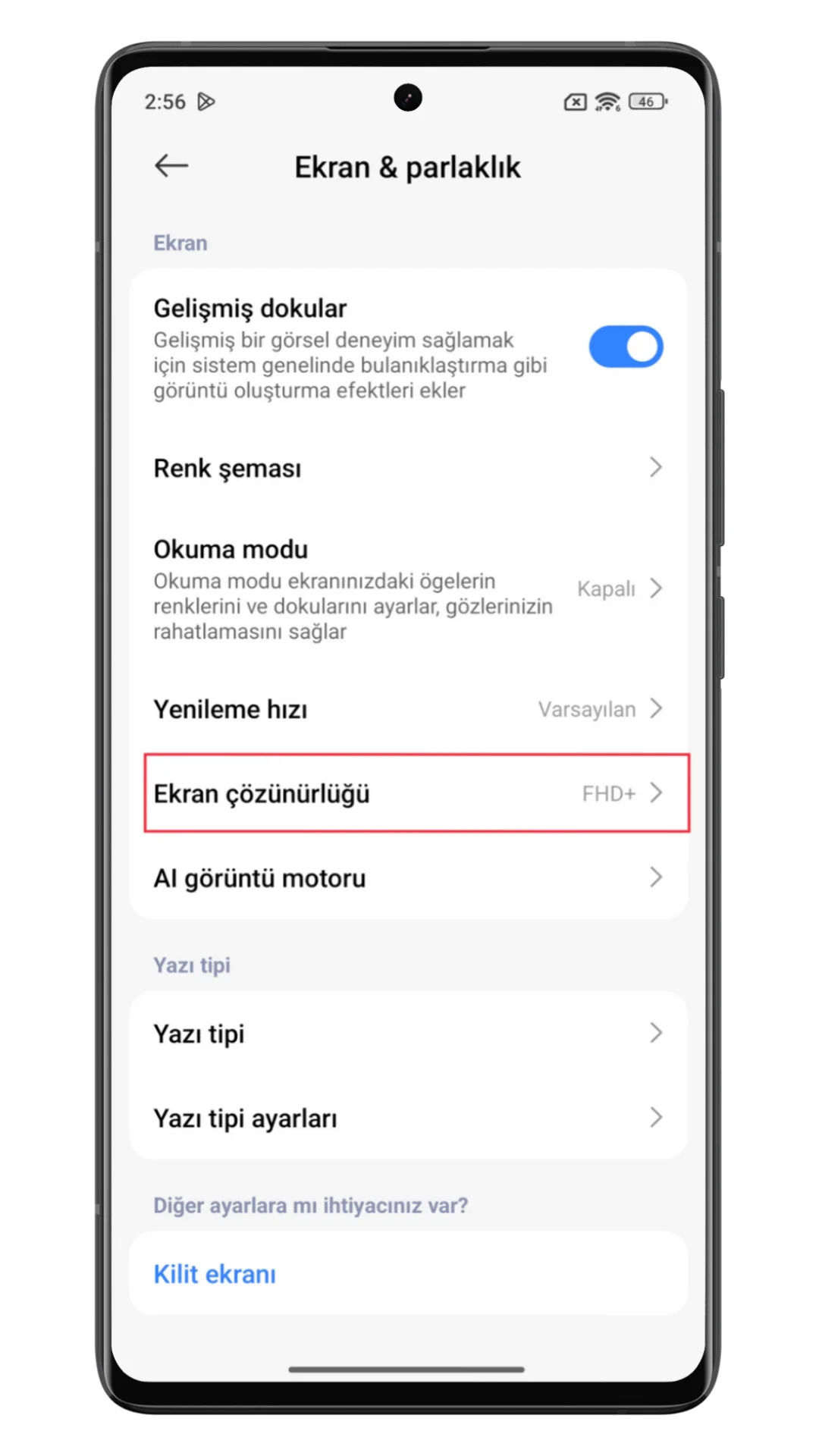 xiaomi ekran çözünürlüğü arttırma