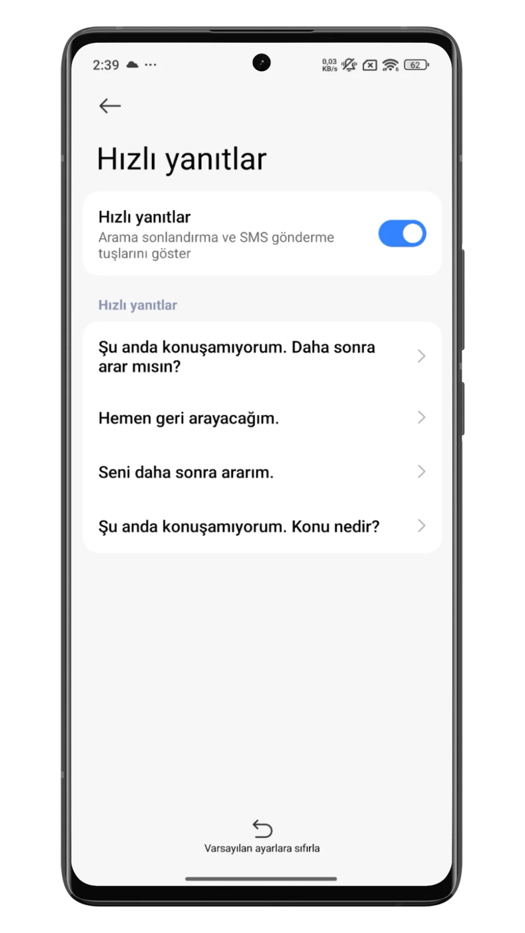 hızlı yanıtlar