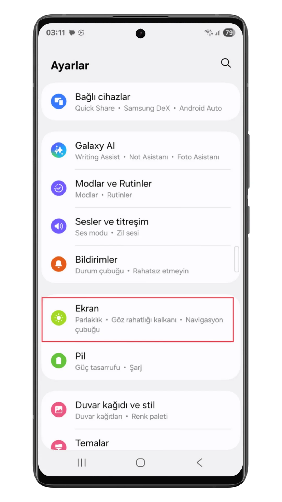 samsung ekran çözünürlüğü