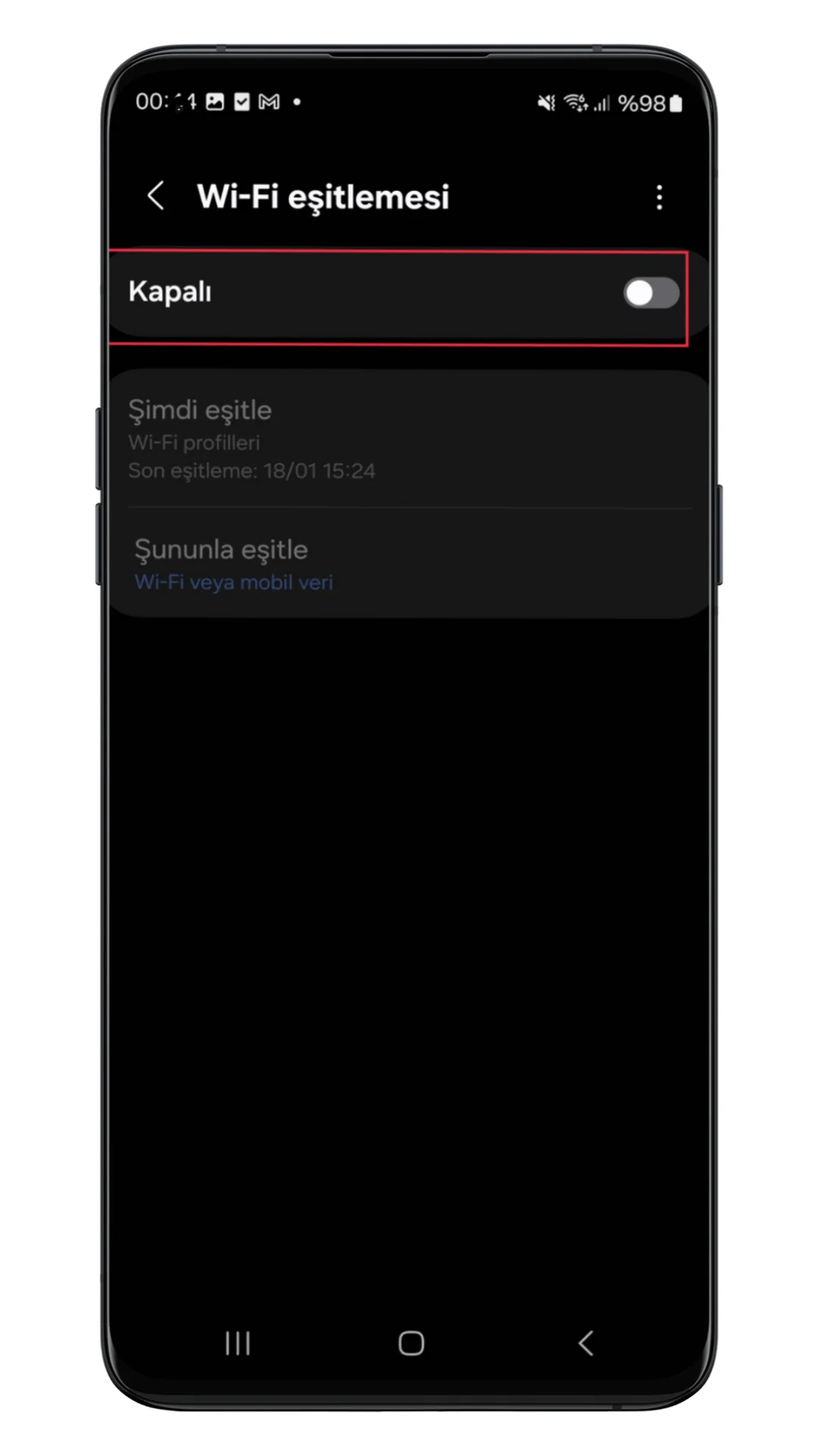 samsung wifi eşitlemesi