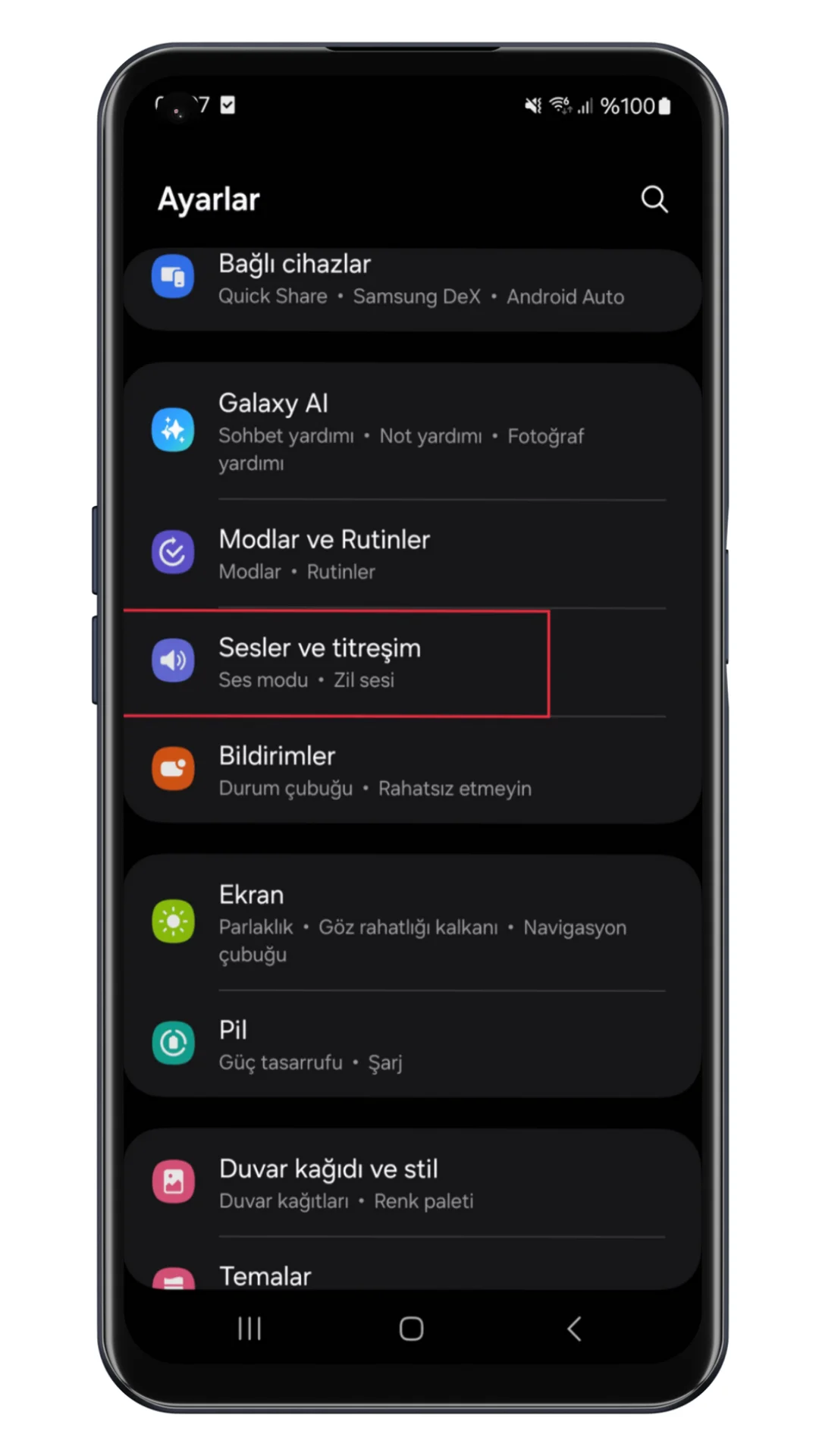 samsung titreşim yoğunluğu