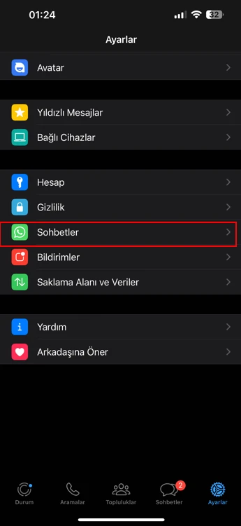 iPhone Whatsapp Otomatik Yedekleme