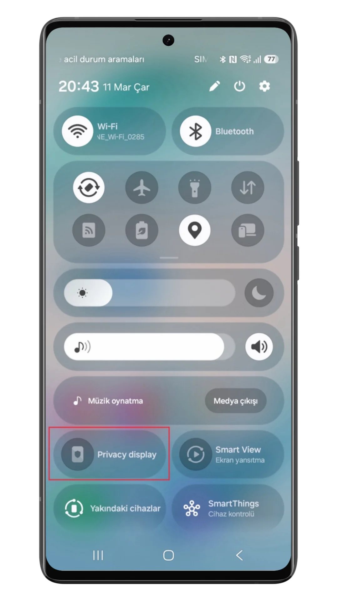 samsung ekran gizleme