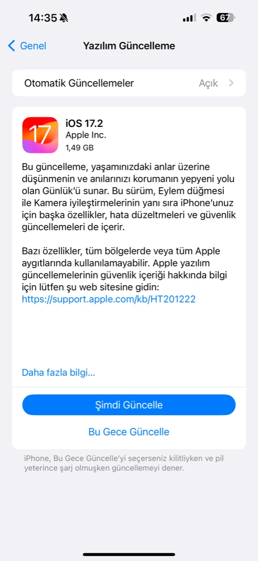 iphone güncelleme sorunu