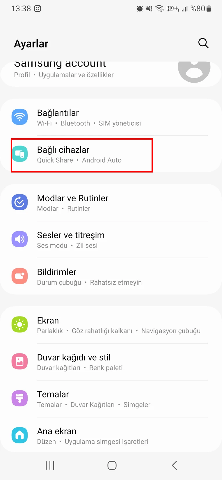 samsung windows bağlantı