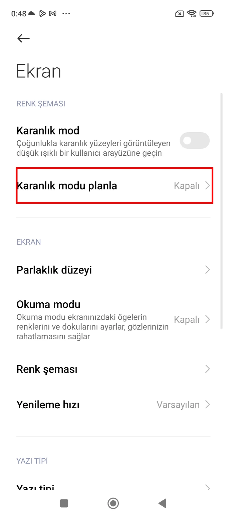 xiaomi karanlık mod