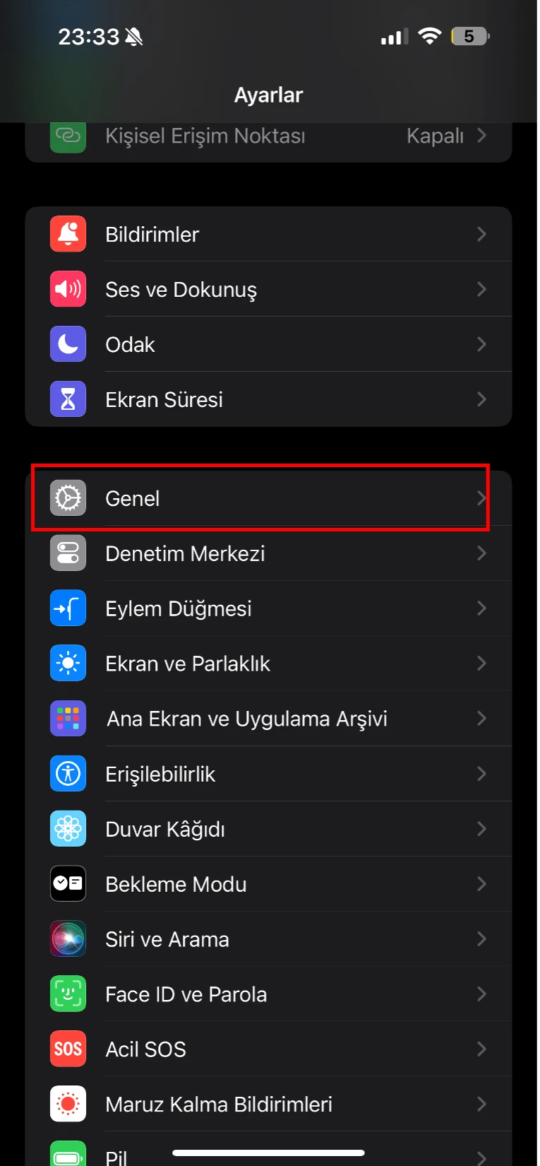 iphone denetim merkezi kasma sorunu