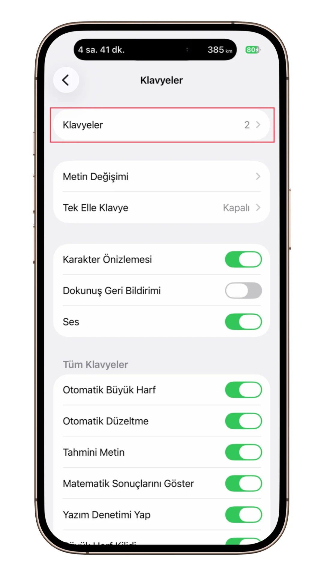 iphone klavye ekleme