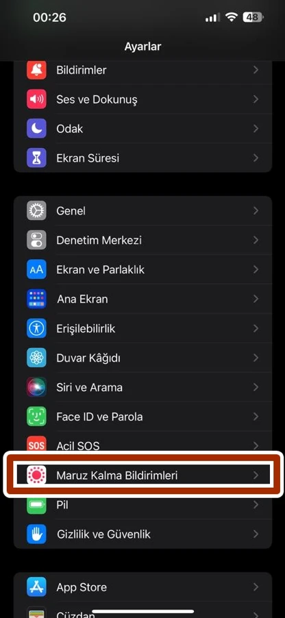 iPhone Hastalığa Maruz Kalma Bildirimleri