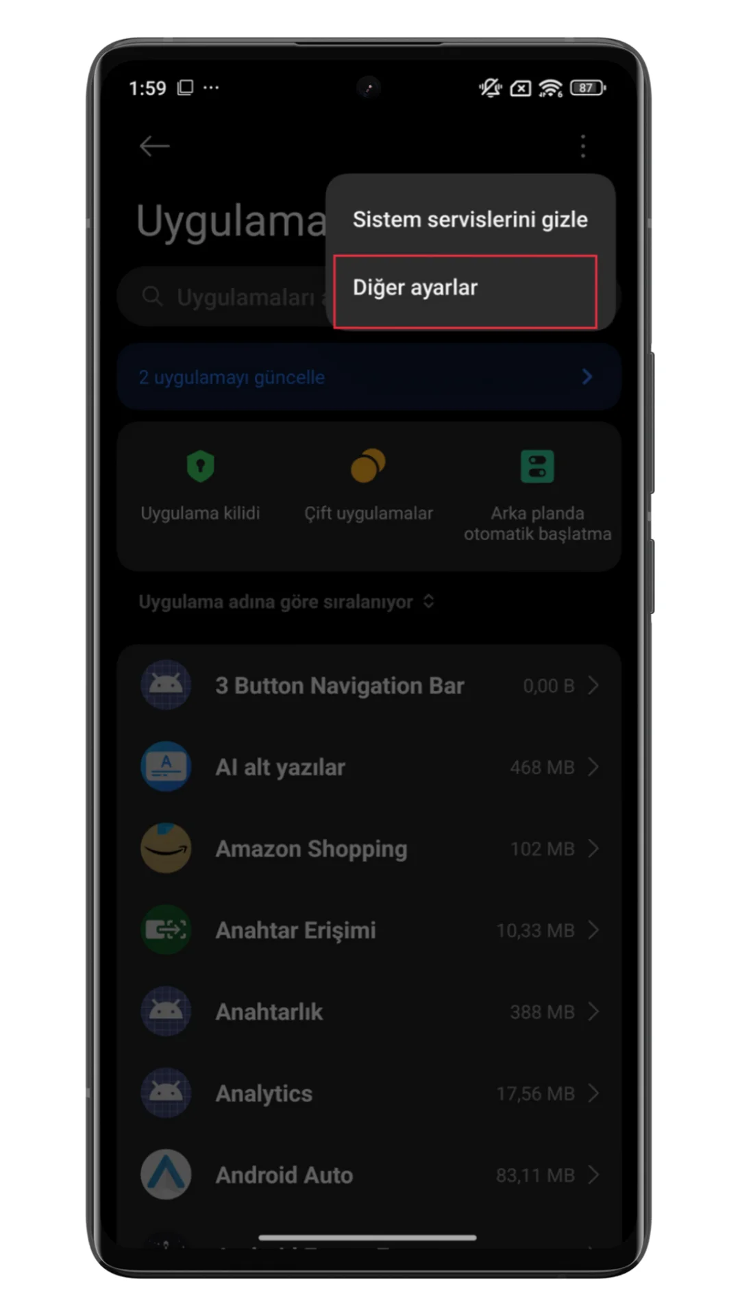 xiaomi uygulama tercihlerini sıfırla