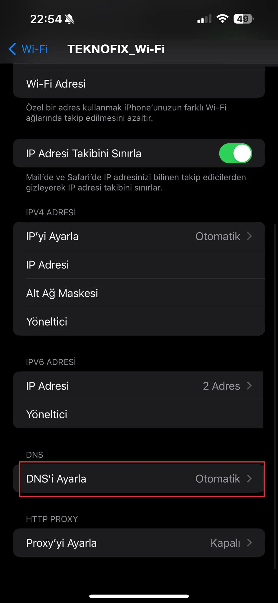 iphone dns değiştirme