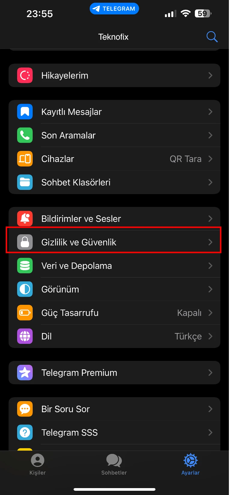 telegram numara gizleme