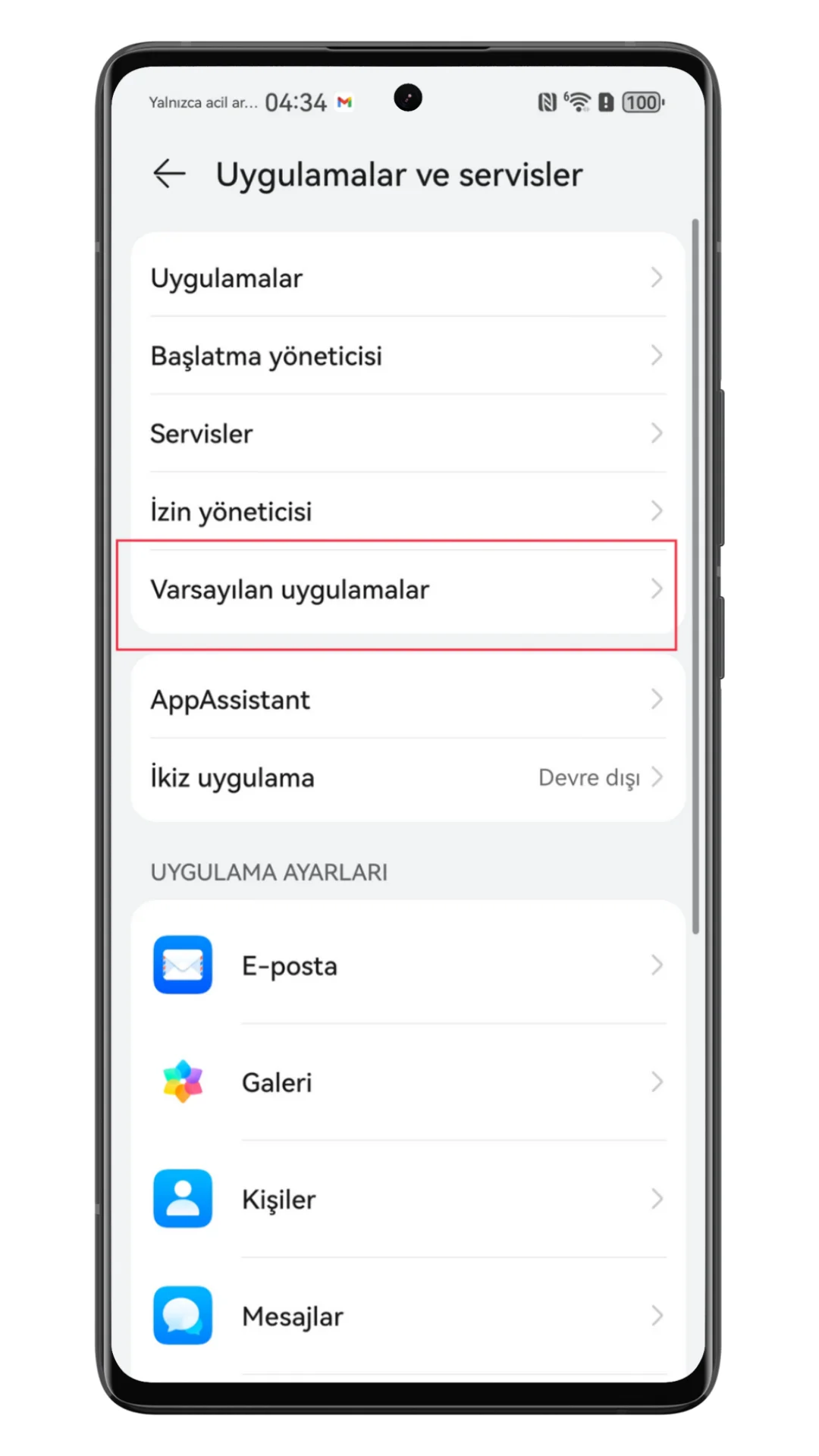 huawei varsayılan uygulamaları değiştirme