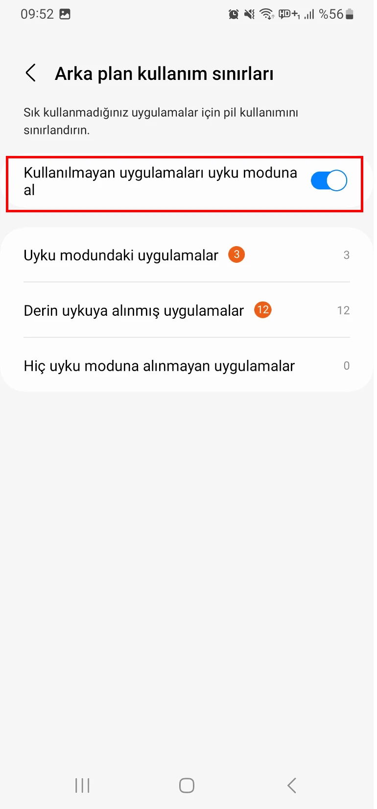 samsung uyku modu