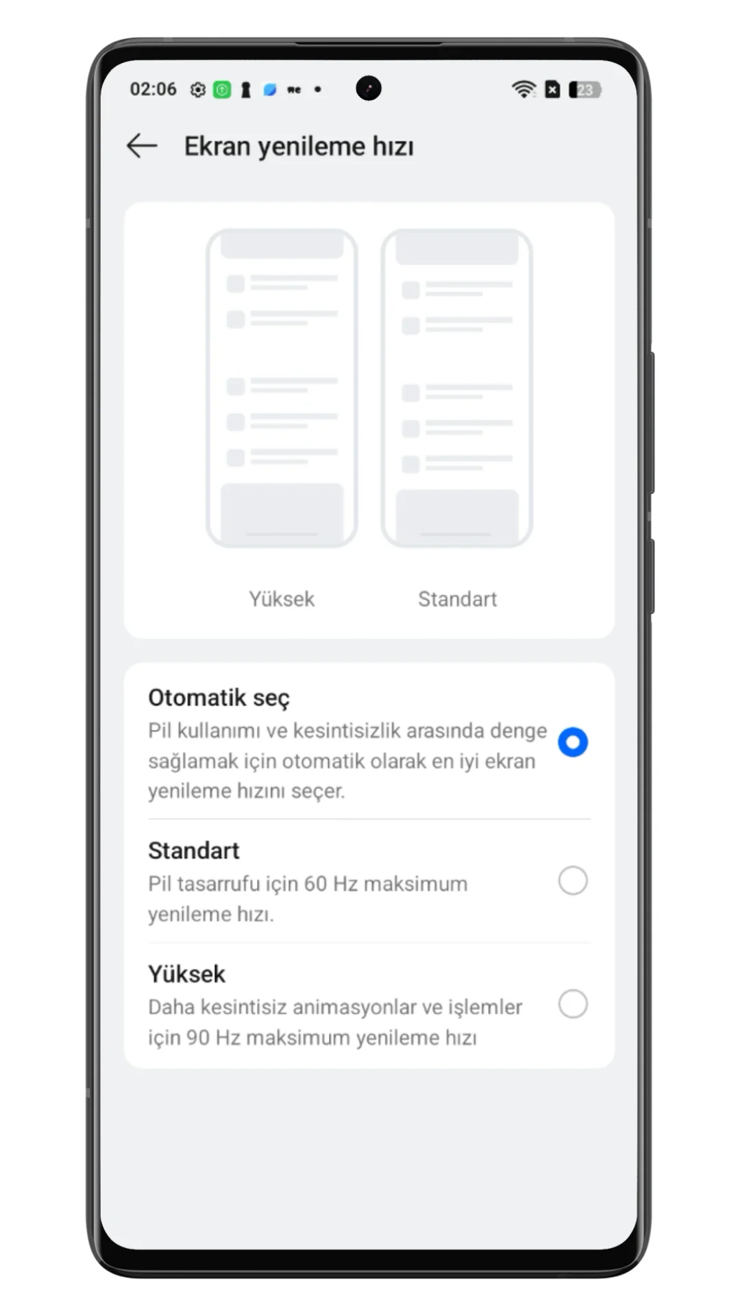 oppo ekran yenileme hızı