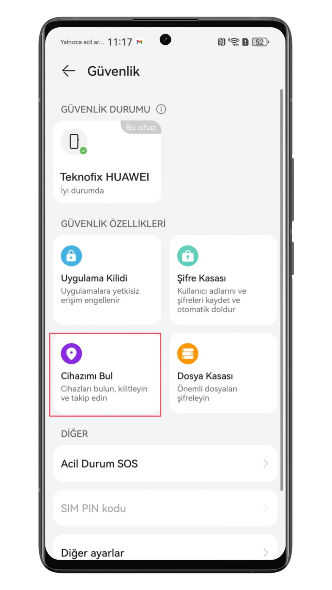 huawei cihazımı bul