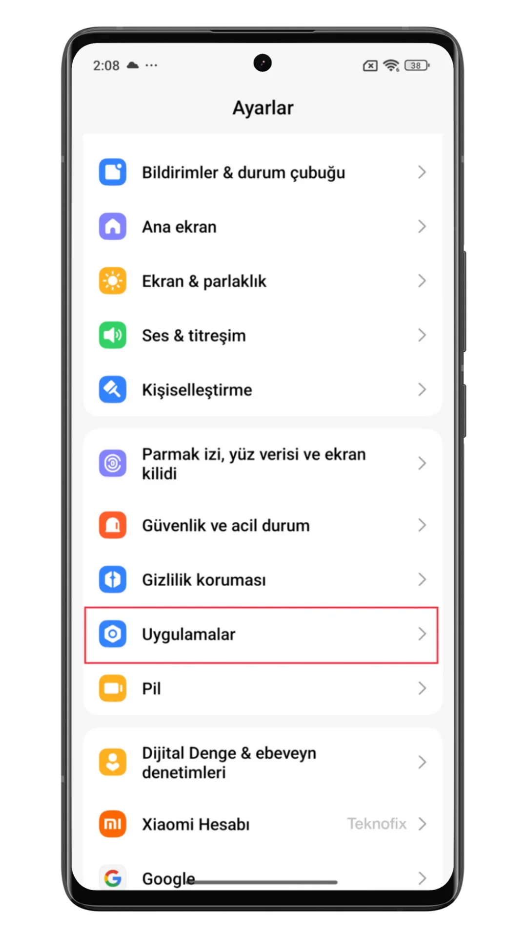 xiaomi uygulama kilidi