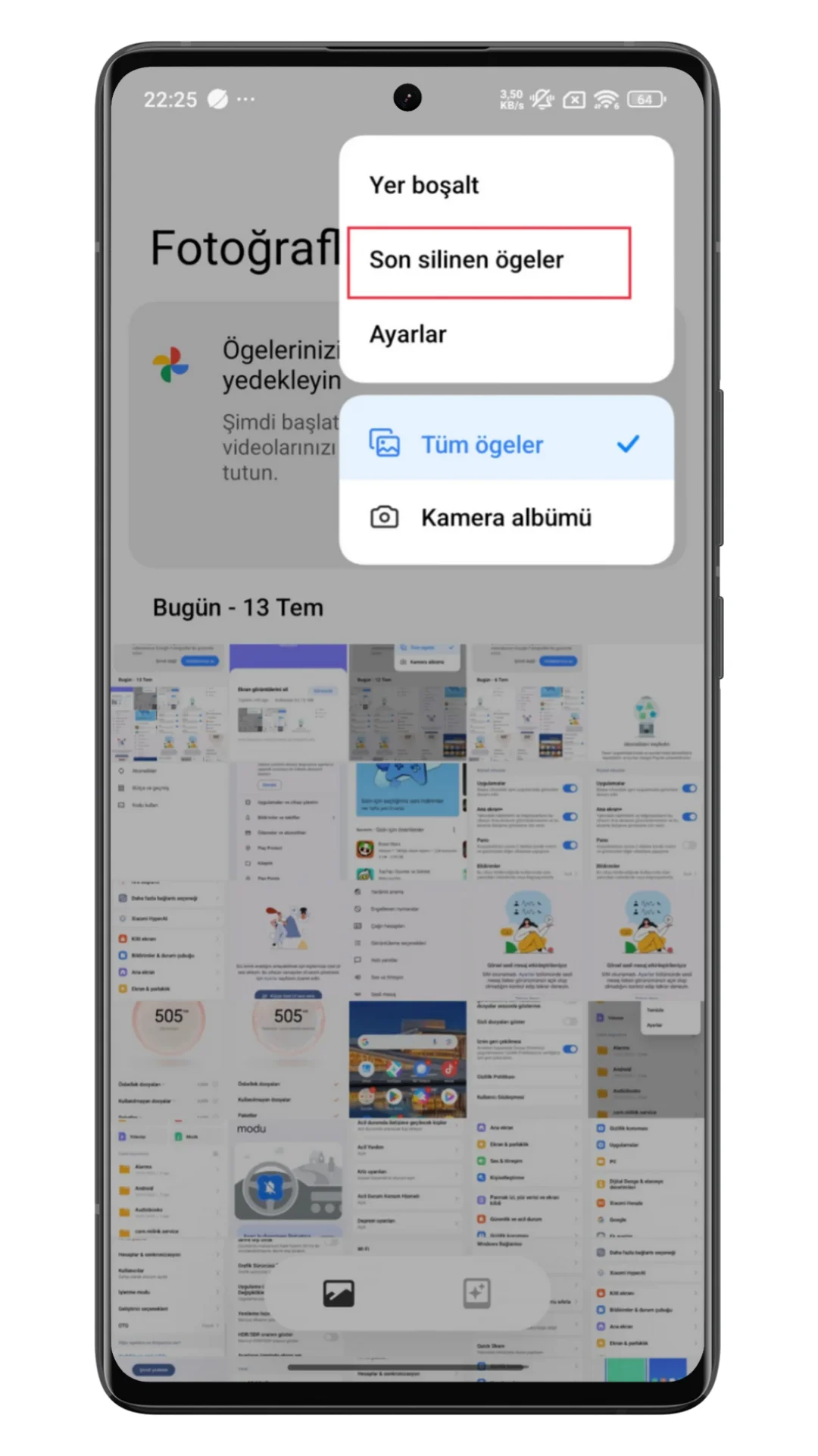 xiaomi son silinen öğeler