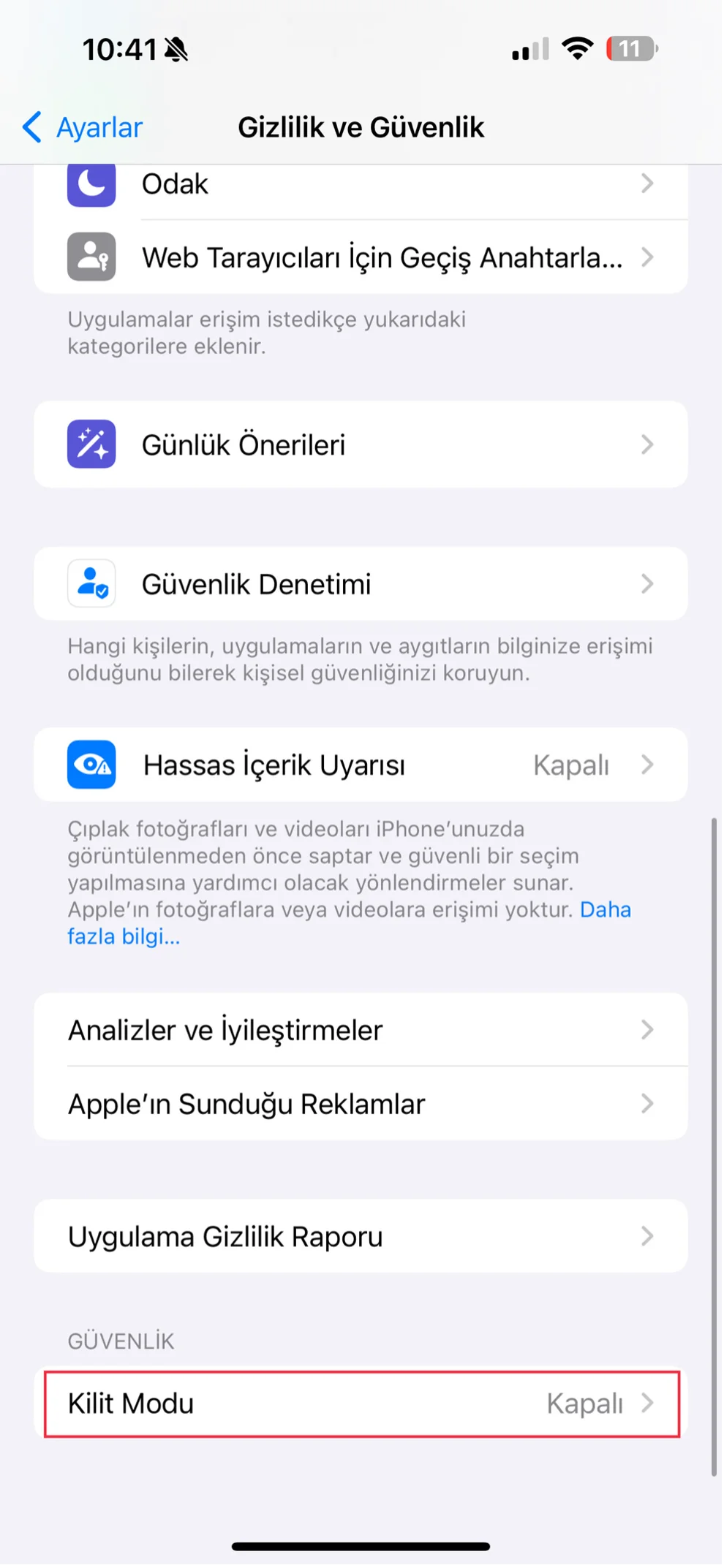 iphone kilit modu açma