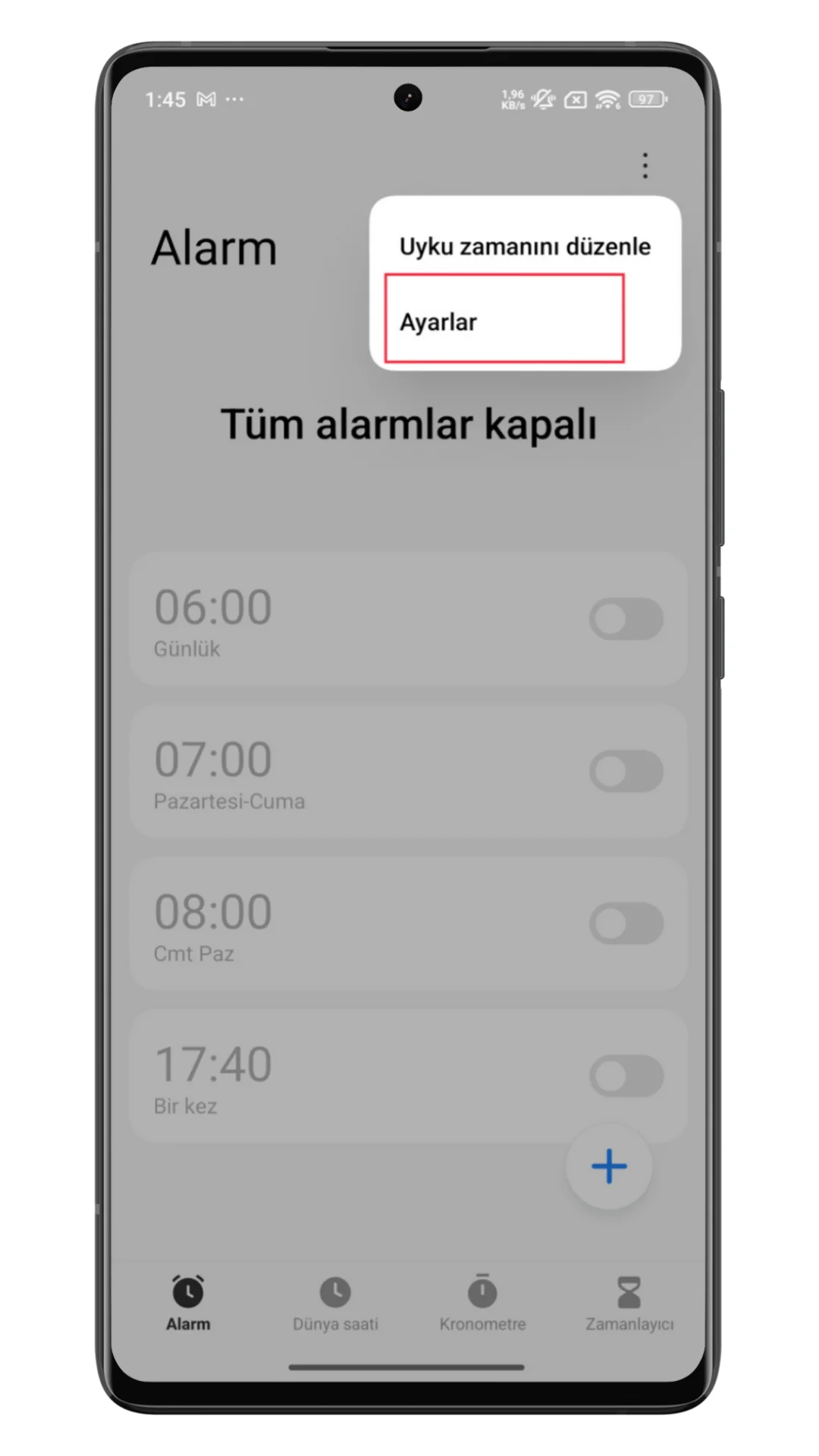 otomatik alarm susturma