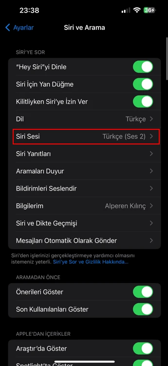 iPhone'da Siri Sesi Değiştirme