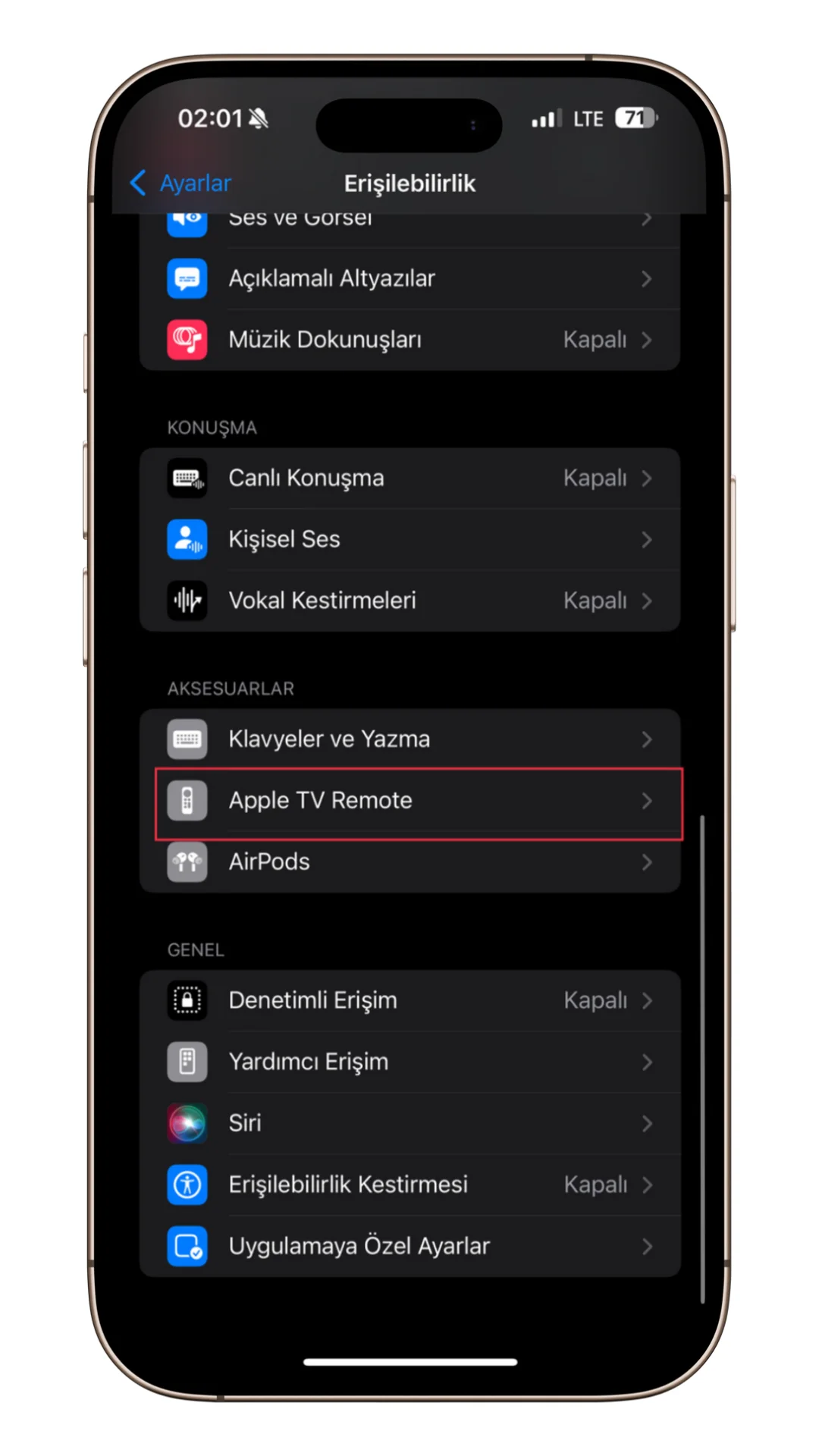 iphone apple tv kumandası