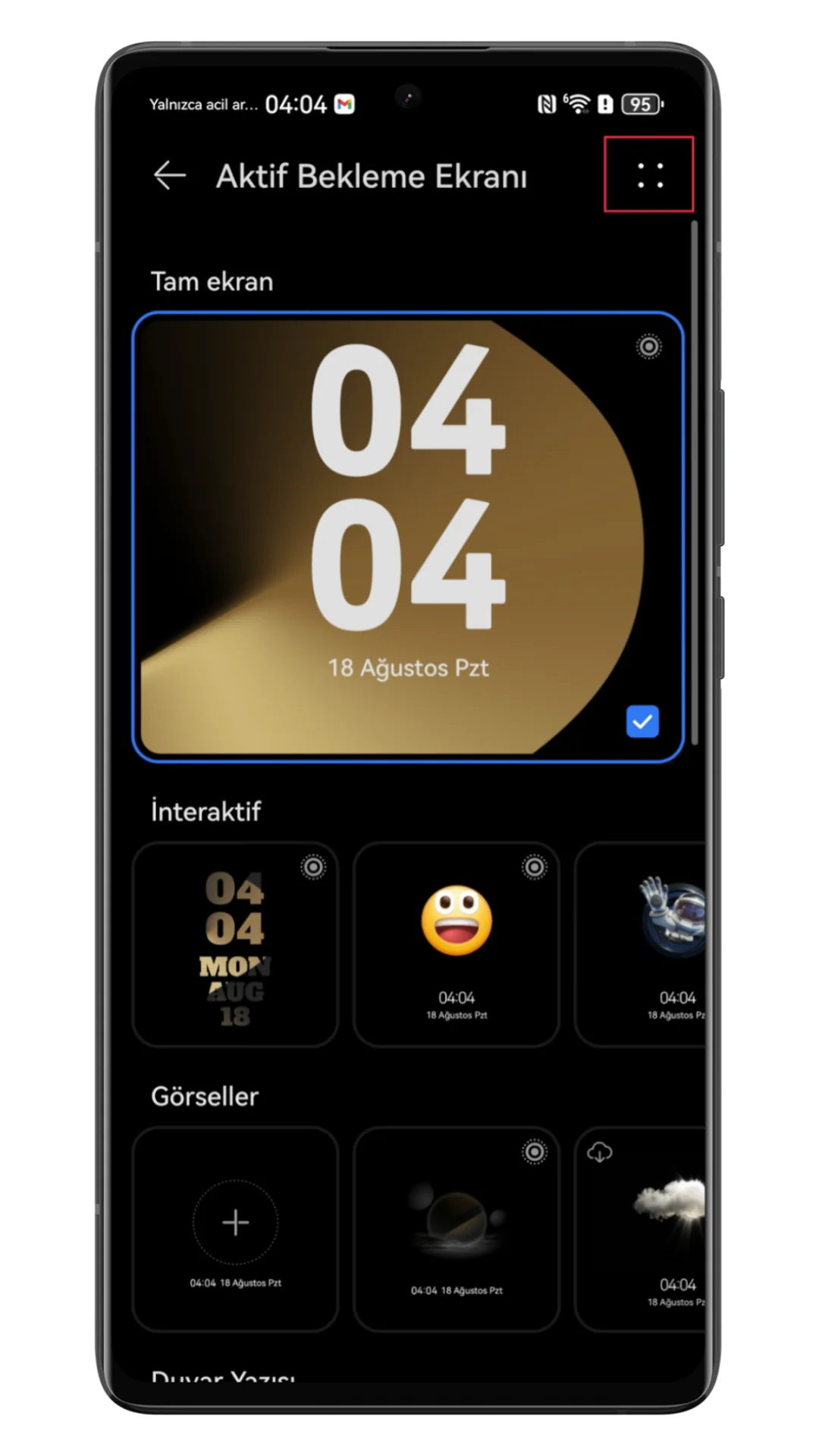 huawei aktif bekleme modu