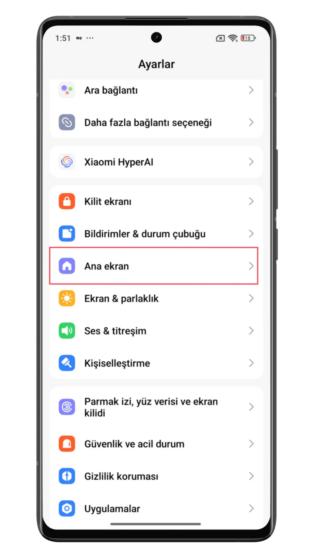 xiaomi eksi bir ekran