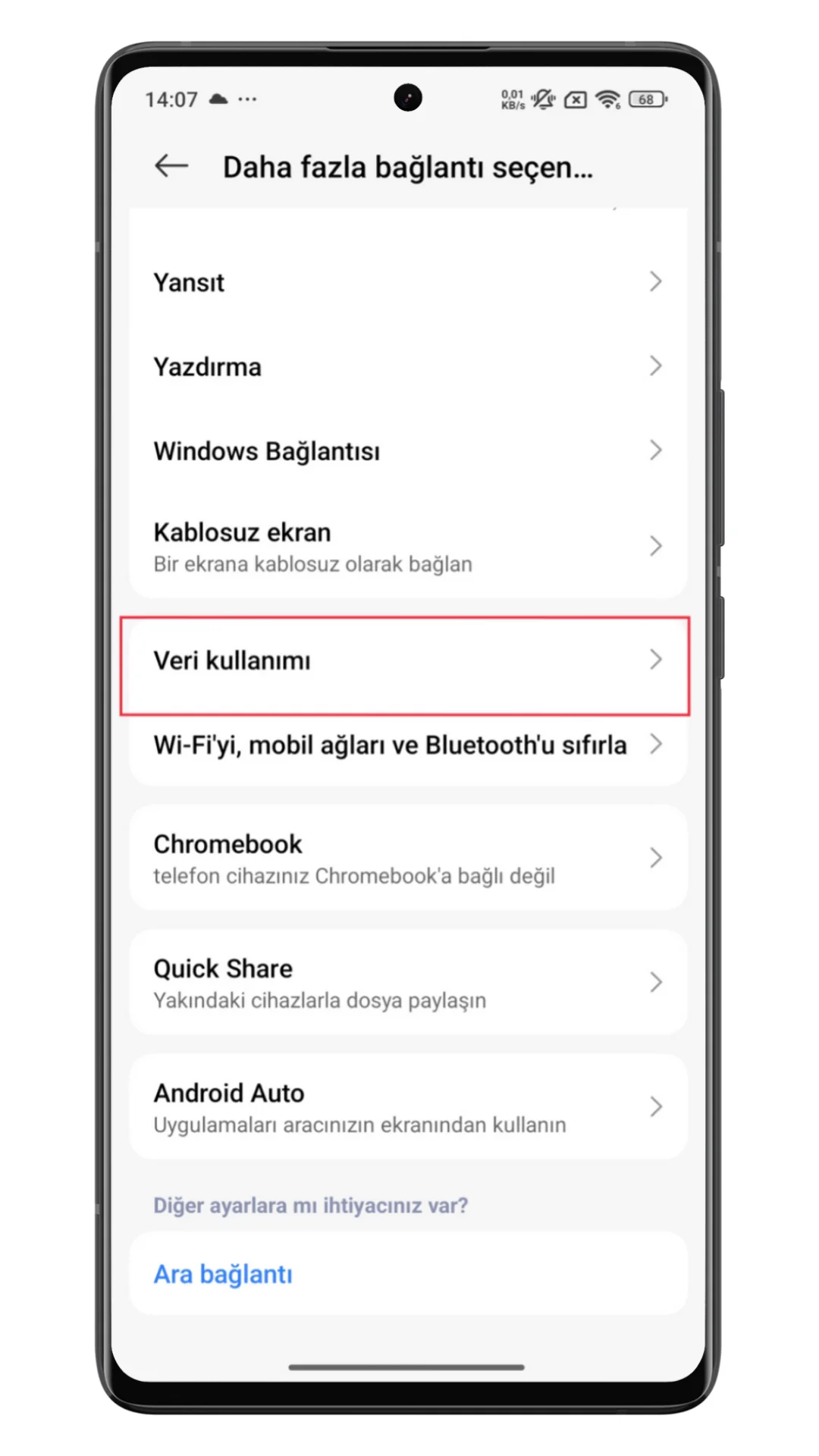 xiaomi hücresel veri kullanım detayı