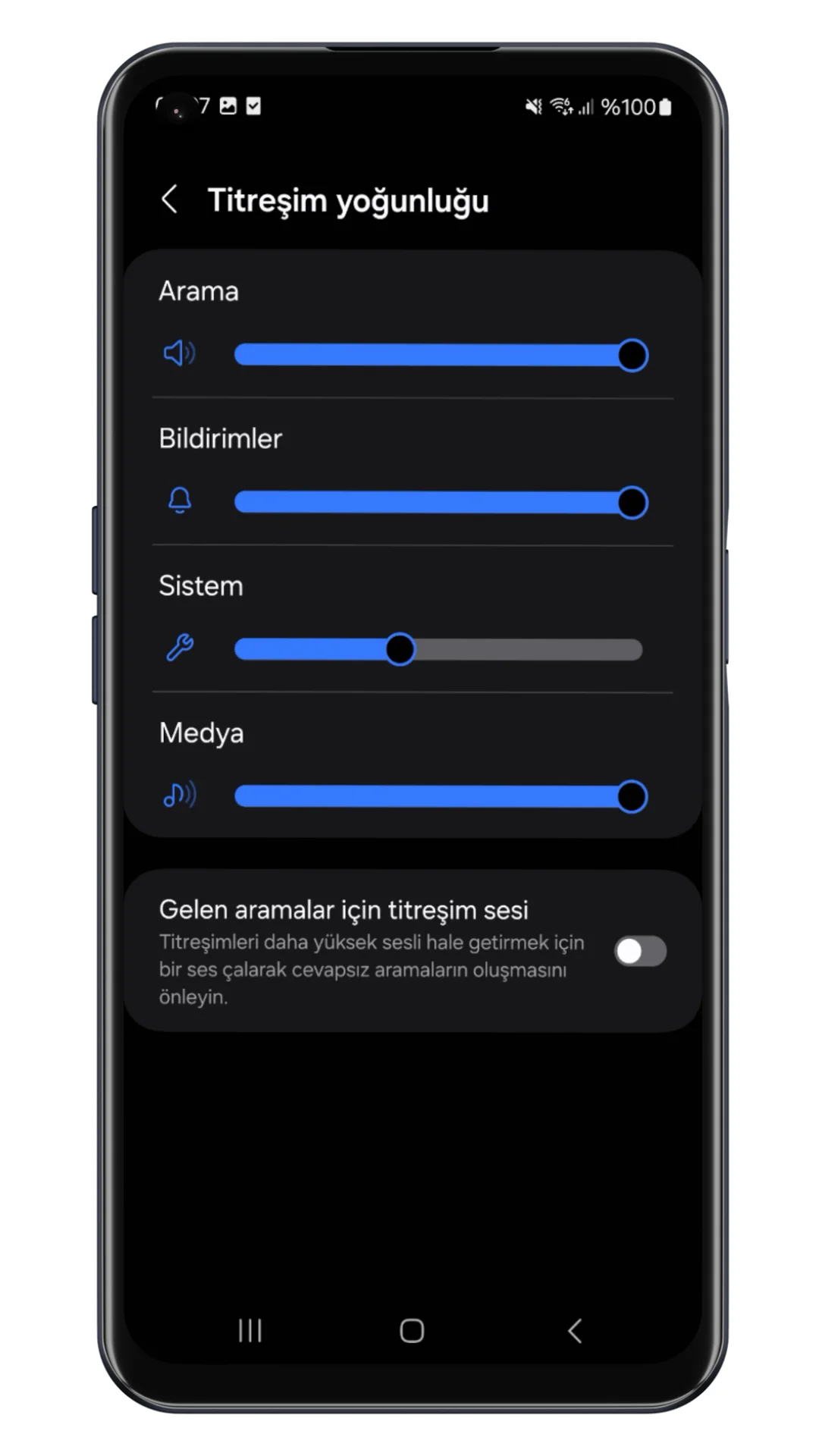 samsung titreşim yoğunluğu