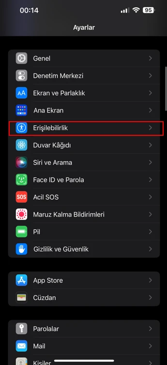 iPhone Telefon Yazılarını Büyütme