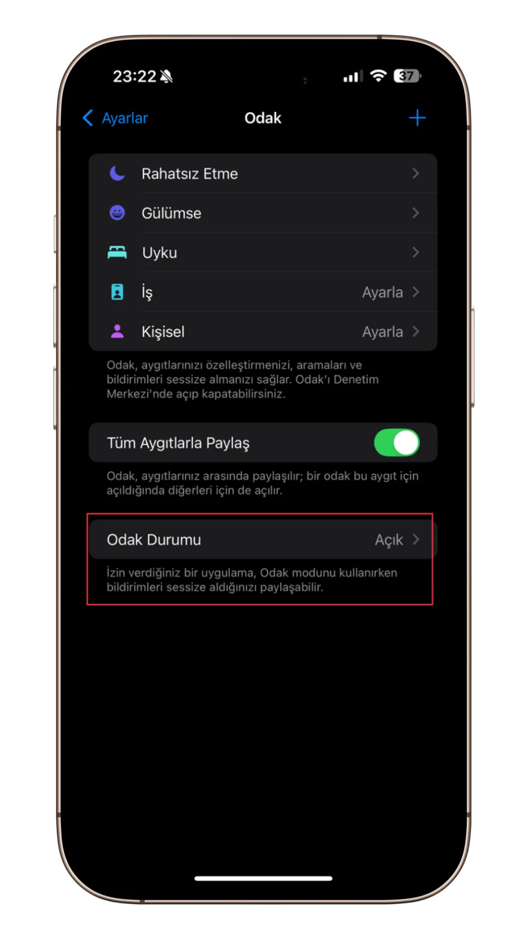 odak durumu paylaşımı