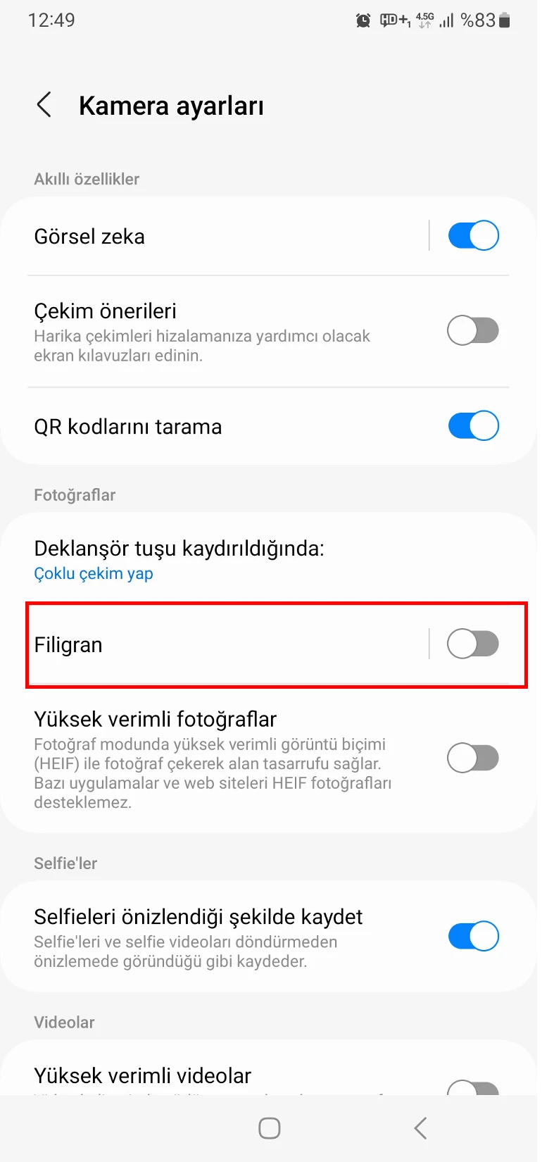 samsung filigran kaldırma