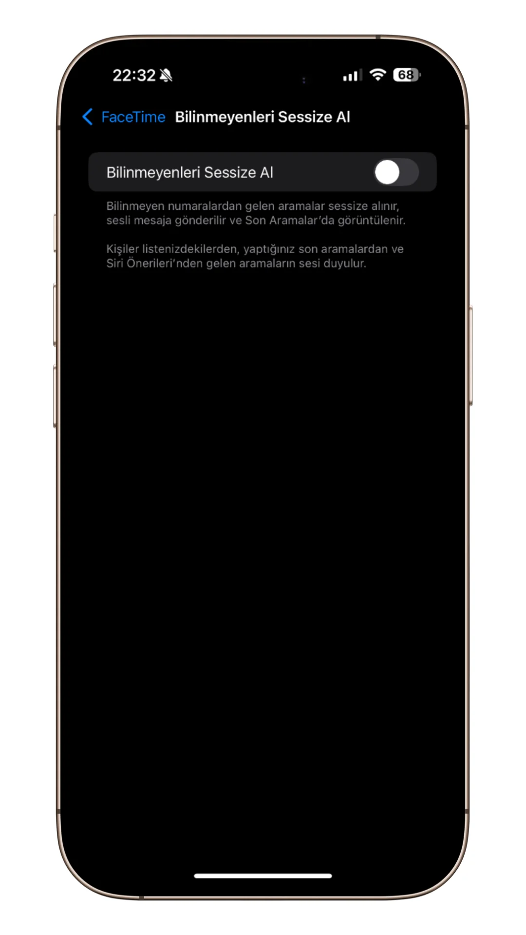 facetime bilinmeyen numaraları sessize alma