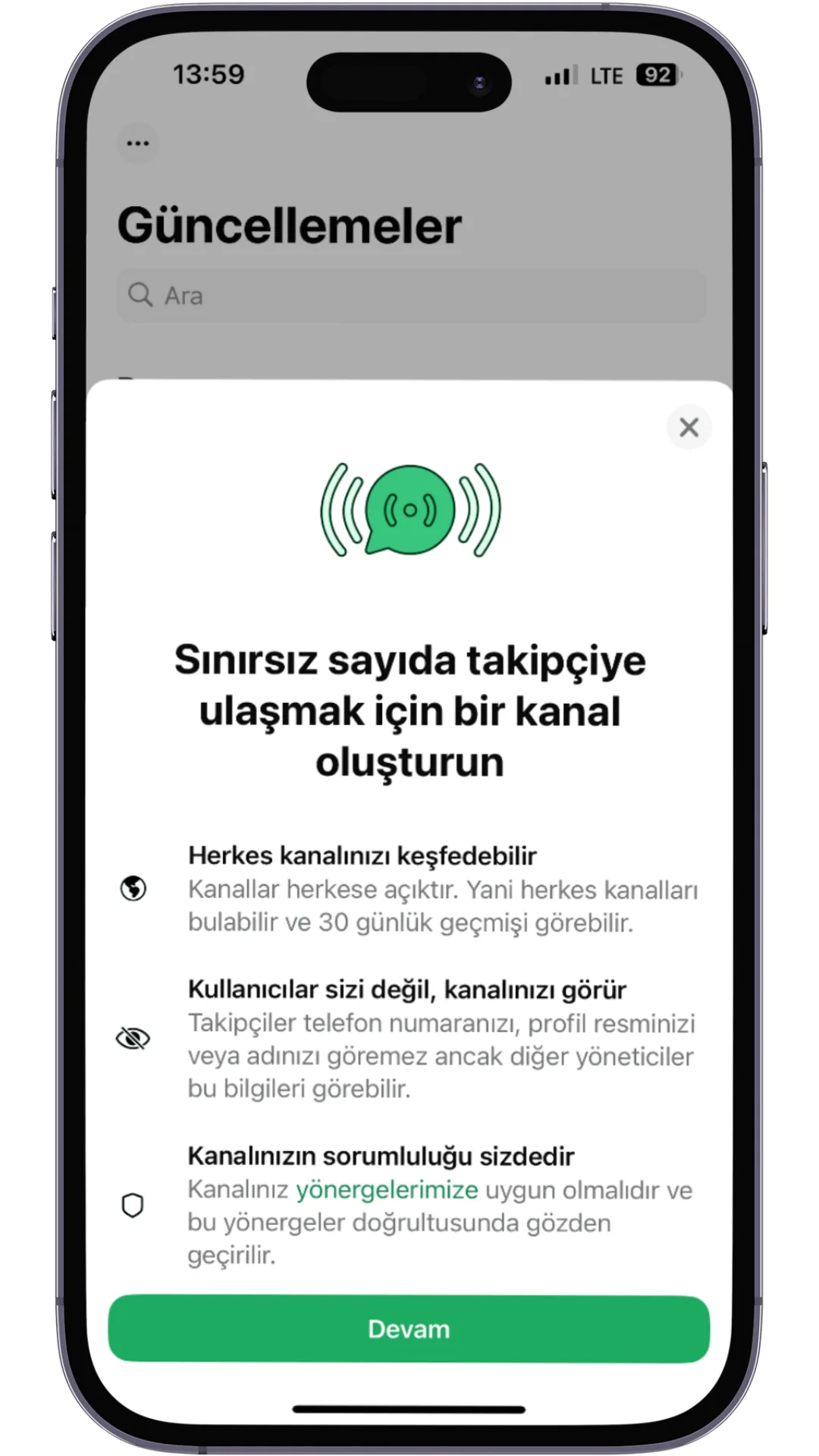 whatsapp kanal oluştur