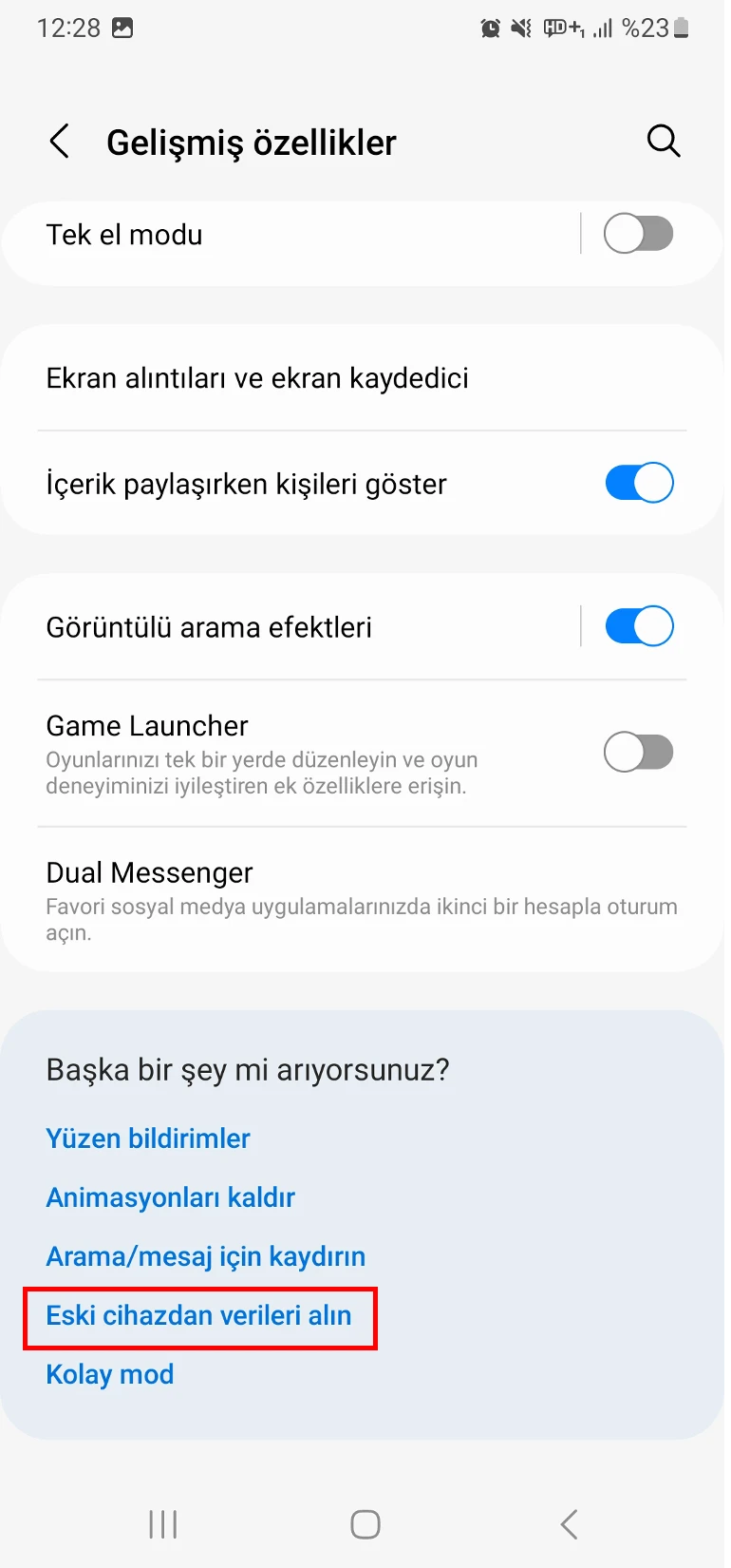 samsung veri aktarma